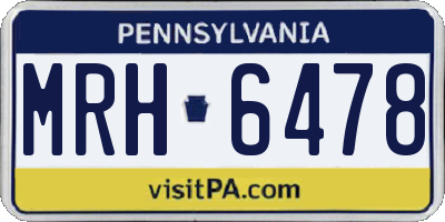 PA license plate MRH6478