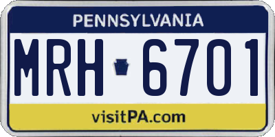 PA license plate MRH6701