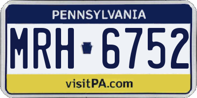 PA license plate MRH6752