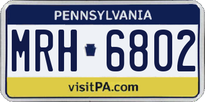 PA license plate MRH6802