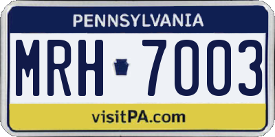 PA license plate MRH7003