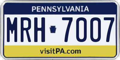 PA license plate MRH7007