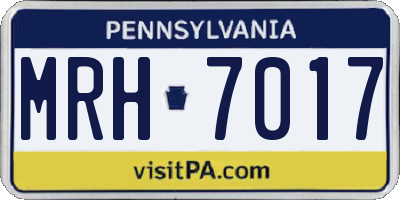 PA license plate MRH7017