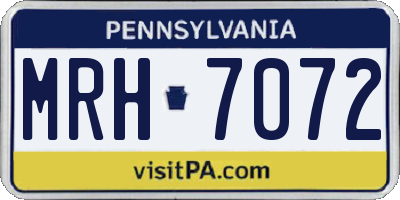 PA license plate MRH7072