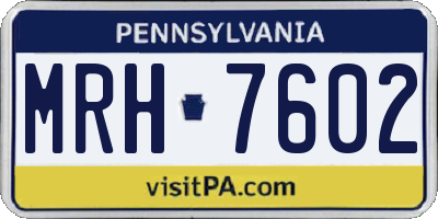 PA license plate MRH7602