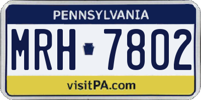 PA license plate MRH7802
