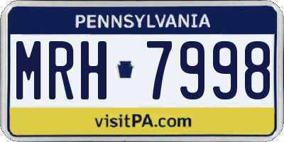 PA license plate MRH7998