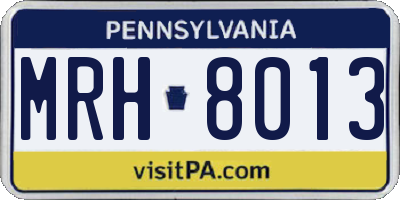 PA license plate MRH8013