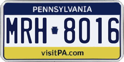 PA license plate MRH8016