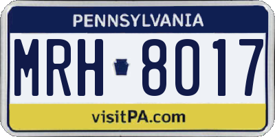 PA license plate MRH8017