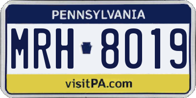 PA license plate MRH8019