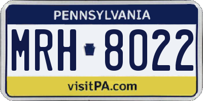 PA license plate MRH8022