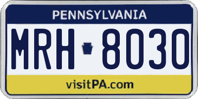 PA license plate MRH8030