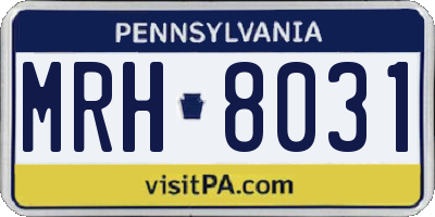 PA license plate MRH8031