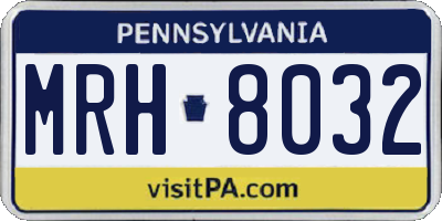 PA license plate MRH8032