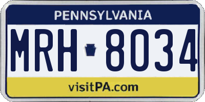 PA license plate MRH8034