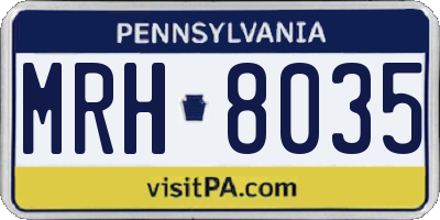 PA license plate MRH8035