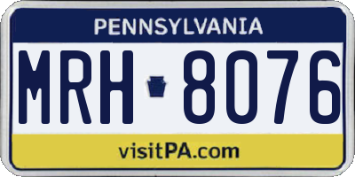 PA license plate MRH8076