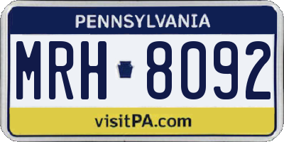 PA license plate MRH8092