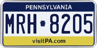 PA license plate MRH8205