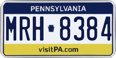 PA license plate MRH8384
