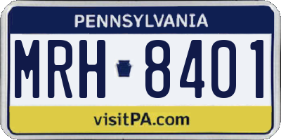 PA license plate MRH8401