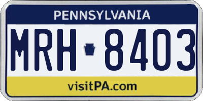 PA license plate MRH8403