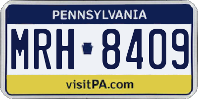 PA license plate MRH8409