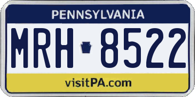 PA license plate MRH8522