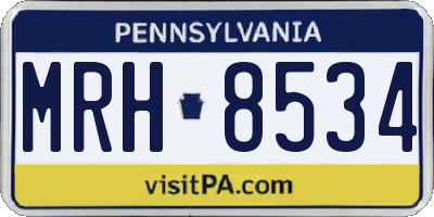 PA license plate MRH8534