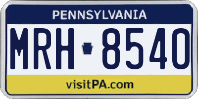 PA license plate MRH8540