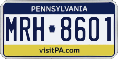 PA license plate MRH8601