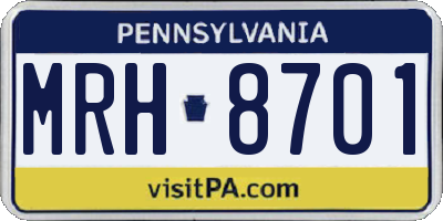 PA license plate MRH8701