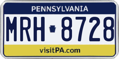 PA license plate MRH8728