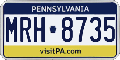 PA license plate MRH8735
