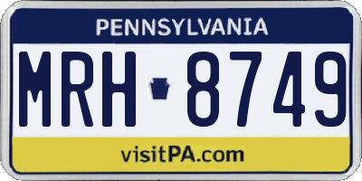PA license plate MRH8749