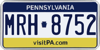 PA license plate MRH8752
