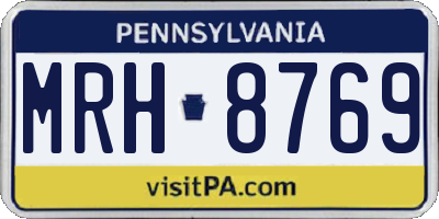 PA license plate MRH8769