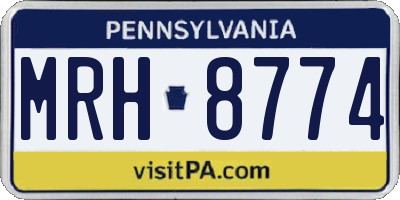 PA license plate MRH8774