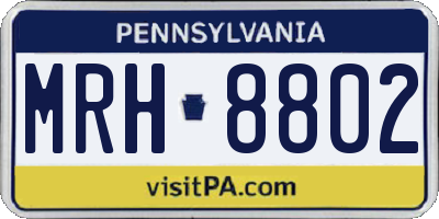 PA license plate MRH8802