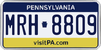 PA license plate MRH8809