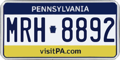 PA license plate MRH8892