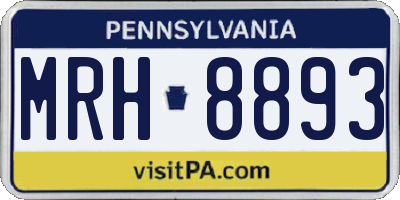 PA license plate MRH8893