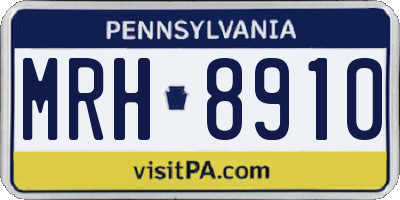PA license plate MRH8910