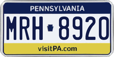 PA license plate MRH8920
