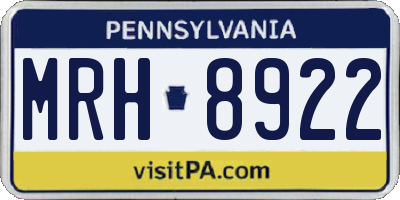 PA license plate MRH8922