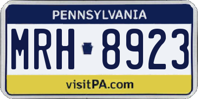 PA license plate MRH8923