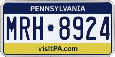 PA license plate MRH8924