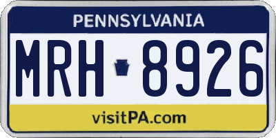 PA license plate MRH8926
