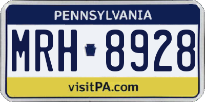 PA license plate MRH8928
